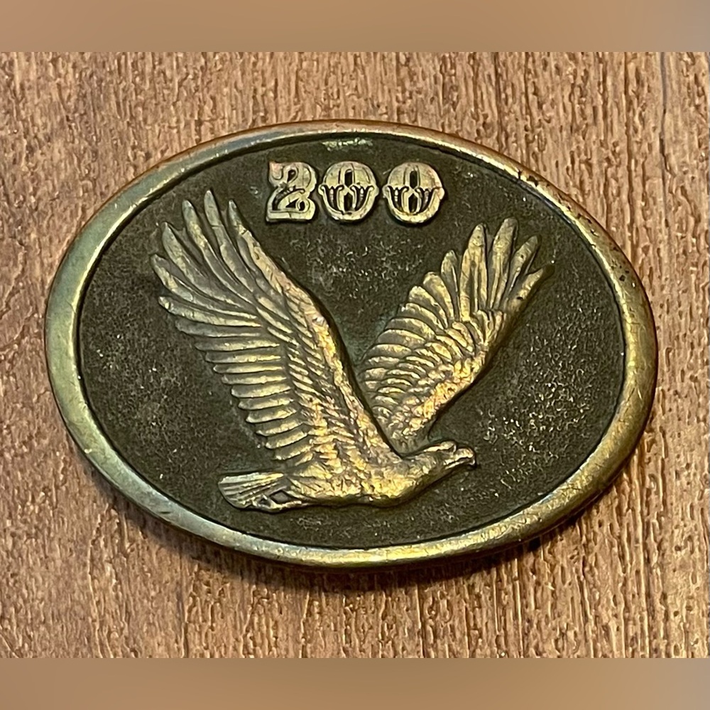 Vintage 70s Adezy Denver Brass Belt Buckle bald Eagle USA American ZOO